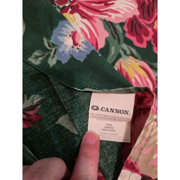 Vintage Cannon Floral Print Pillow Shams Cottage Romance Dark Green - Picture 4 of 4